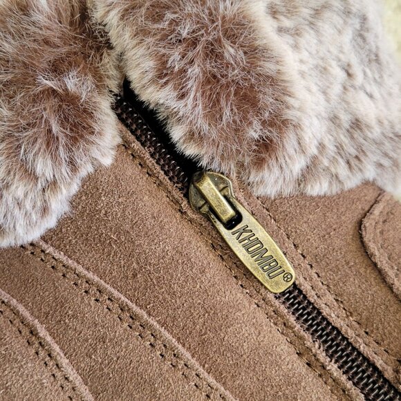 Khombu "Jessica" Ankle Boots Suede Leather Faux Fur Lining Memory Foam New - Picture 7 of 12